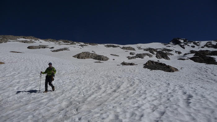 Descente de l'aiguille de la Bérangère très enneigée